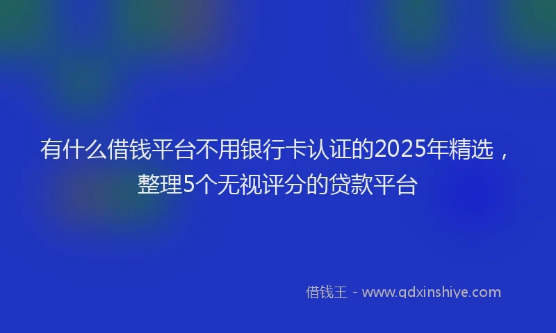 有什么借钱平台不用银行卡认证的2025年精选，整理5个无视评分的贷款平台