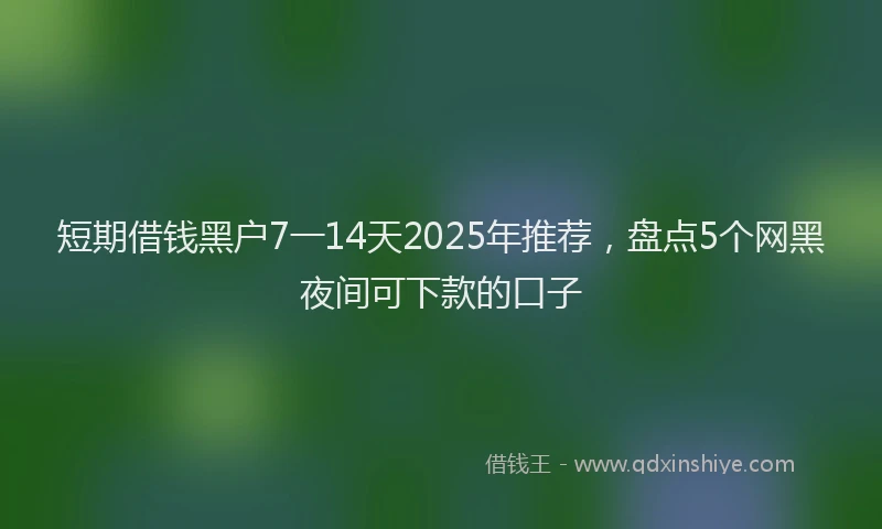 短期借钱黑户7一14天2025年推荐，盘点5个网黑夜间可下款的口子