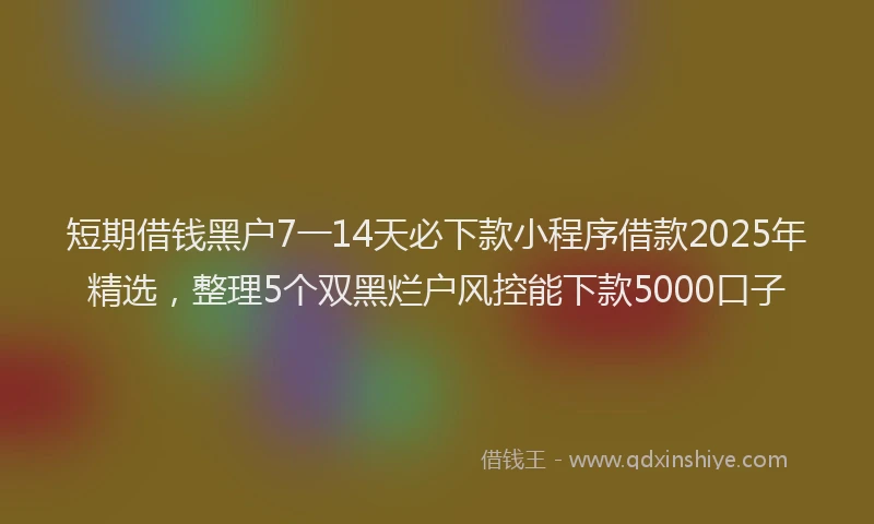 短期借钱黑户7一14天必下款小程序借款2025年精选，整理5个双黑烂户风控能下款5000口子