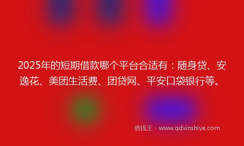2025年的短期借款哪个平台合适有：随身贷、安逸花、美团生活费、团贷网、平安口袋银行等。