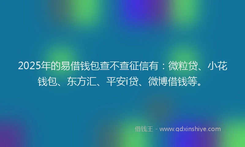 2025年的易借钱包查不查征信有：微粒贷、小花钱包、东方汇、平安i贷、微博借钱等。
