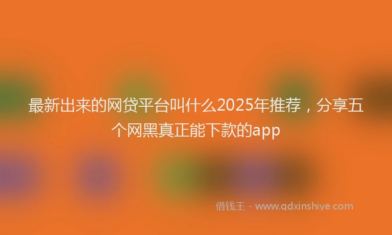 最新出来的网贷平台叫什么2025年推荐，分享五个网黑真正能下款的app