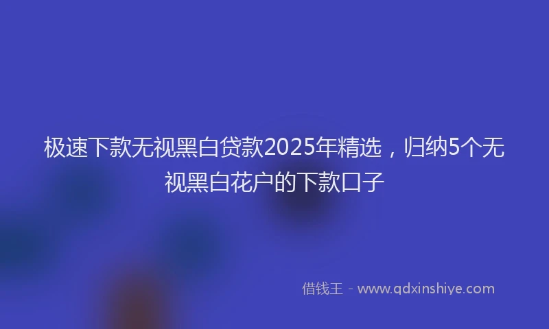 极速下款无视黑白贷款2025年精选，归纳5个无视黑白花户的下款口子