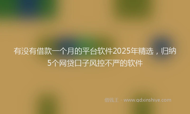 有没有借款一个月的平台软件2025年精选，归纳5个网贷口子风控不严的软件