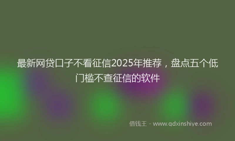 最新网贷口子不看征信2025年推荐，盘点五个低门槛不查征信的软件