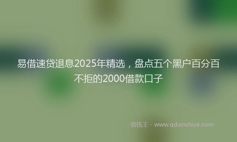 易借速贷退息2025年精选，盘点五个黑户百分百不拒的2000借款口子