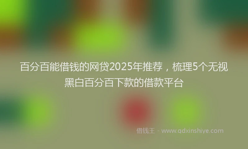 百分百能借钱的网贷2025年推荐，梳理5个无视黑白百分百下款的借款平台