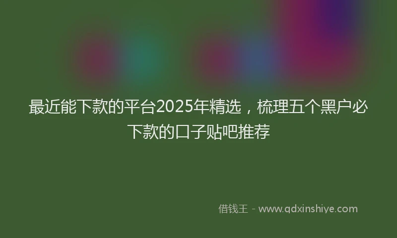 最近能下款的平台2025年精选，梳理五个黑户必下款的口子贴吧推荐