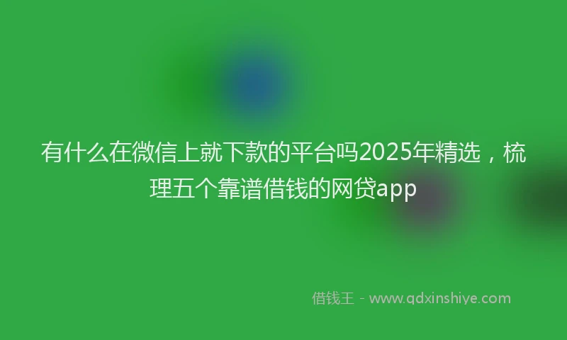 有什么在微信上就下款的平台吗2025年精选，梳理五个靠谱借钱的网贷app