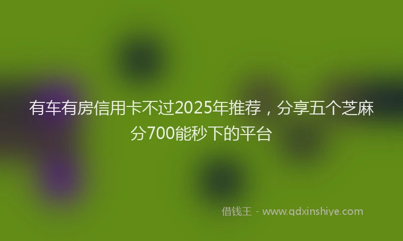 有车有房信用卡不过2025年推荐，分享五个芝麻分700能秒下的平台