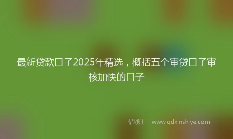 最新贷款口子2025年精选，概括五个审贷口子审核加快的口子
