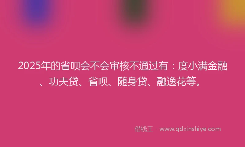 2025年的省呗会不会审核不通过有：度小满金融、功夫贷、省呗、随身贷、融逸花等。