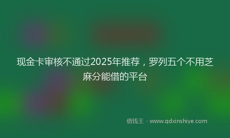 现金卡审核不通过2025年推荐，罗列五个不用芝麻分能借的平台