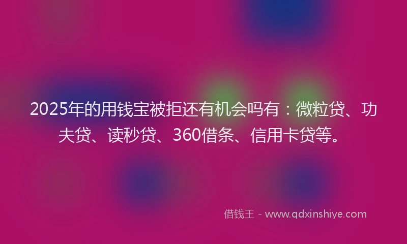 2025年的用钱宝被拒还有机会吗有：微粒贷、功夫贷、读秒贷、360借条、信用卡贷等。