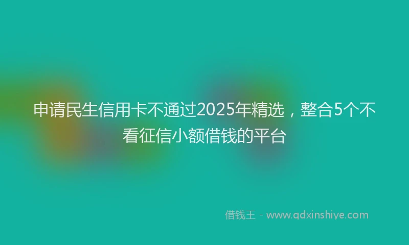 申请民生信用卡不通过2025年精选，整合5个不看征信小额借钱的平台