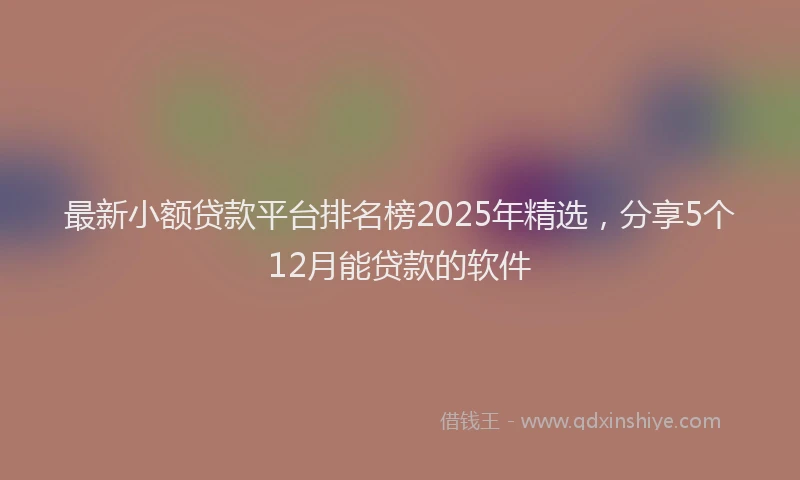 最新小额贷款平台排名榜2025年精选，分享5个12月能贷款的软件