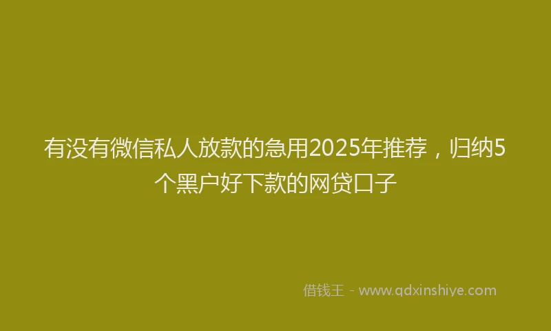 有没有微信私人放款的急用2025年推荐，归纳5个黑户好下款的网贷口子