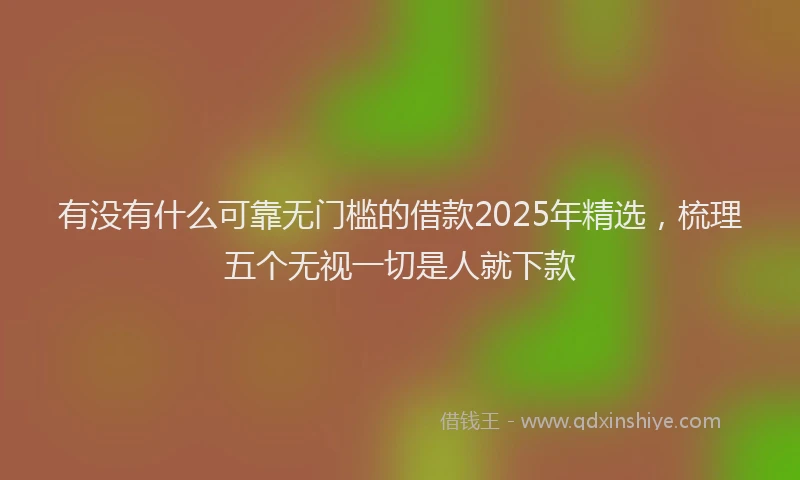 有没有什么可靠无门槛的借款2025年精选，梳理五个无视一切是人就下款