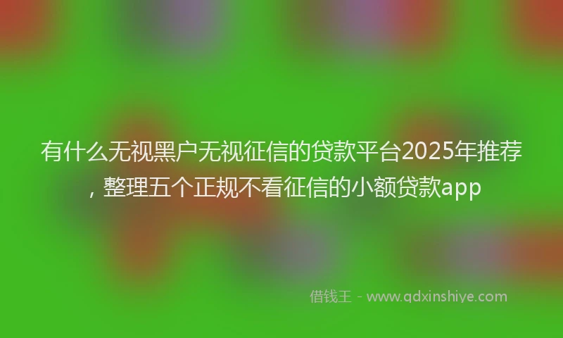 有什么无视黑户无视征信的贷款平台2025年推荐，整理五个正规不看征信的小额贷款app