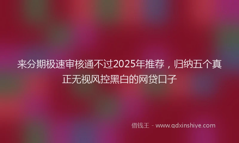 来分期极速审核通不过2025年推荐，归纳五个真正无视风控黑白的网贷口子