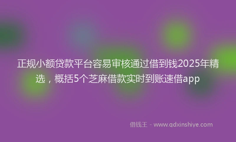 正规小额贷款平台容易审核通过借到钱2025年精选，概括5个芝麻借款实时到账速借app