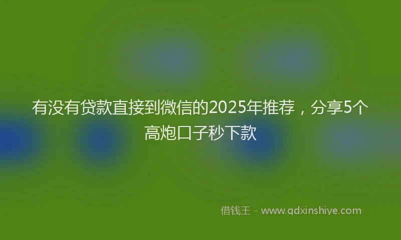 有没有贷款直接到微信的2025年推荐，分享5个高炮口子秒下款