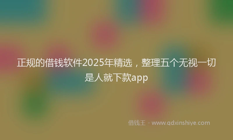 正规的借钱软件2025年精选，整理五个无视一切是人就下款app