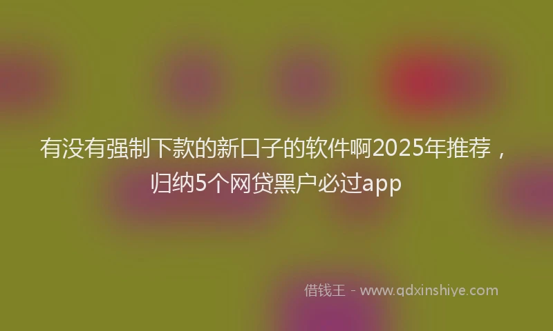 有没有强制下款的新口子的软件啊2025年推荐，归纳5个网贷黑户必过app
