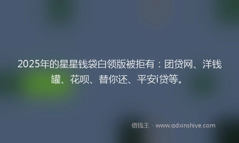 2025年的星星钱袋白领版被拒有：团贷网、洋钱罐、花呗、替你还、平安i贷等。