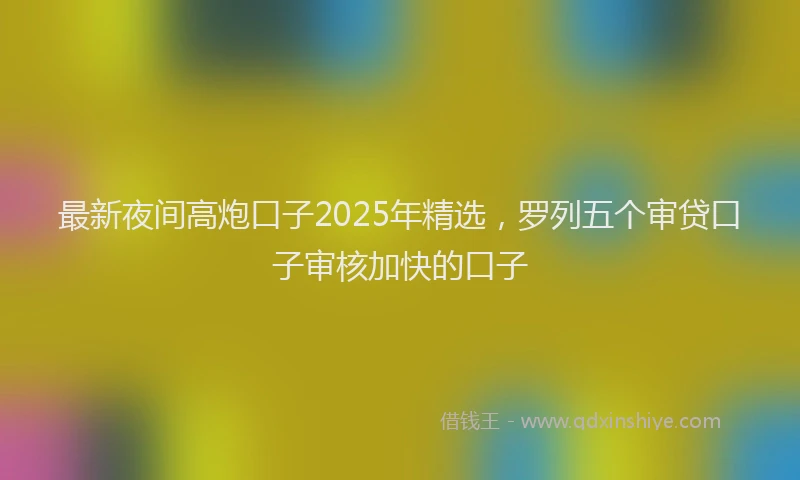 最新夜间高炮口子2025年精选，罗列五个审贷口子审核加快的口子