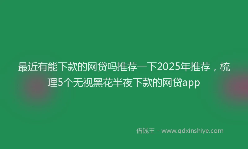 最近有能下款的网贷吗推荐一下2025年推荐，梳理5个无视黑花半夜下款的网贷app