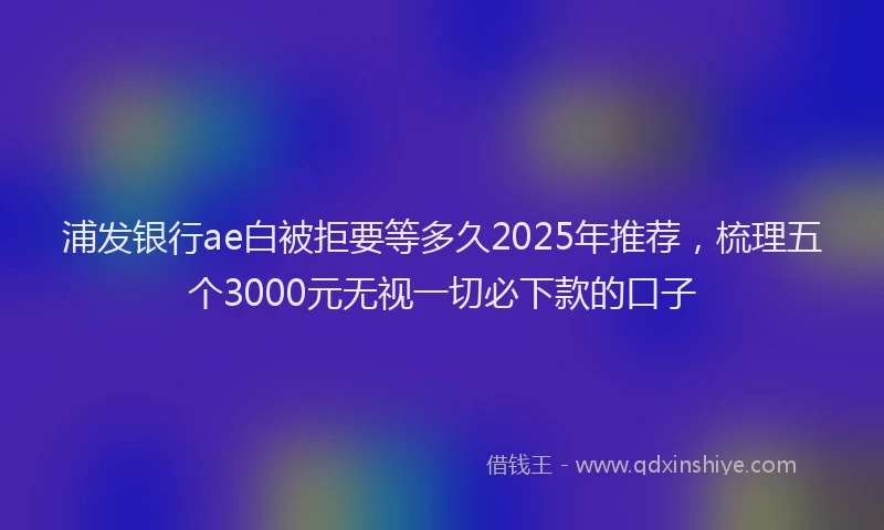 浦发银行ae白被拒要等多久2025年推荐，梳理五个3000元无视一切必下款的口子