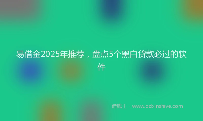 易借金2025年推荐，盘点5个黑白贷款必过的软件