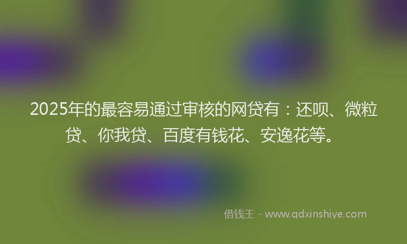 2025年的最容易通过审核的网贷有：还呗、微粒贷、你我贷、百度有钱花、安逸花等。