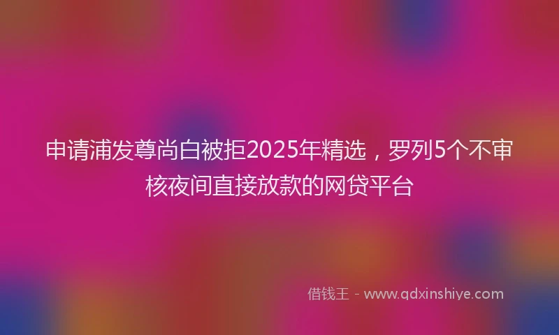 申请浦发尊尚白被拒2025年精选，罗列5个不审核夜间直接放款的网贷平台