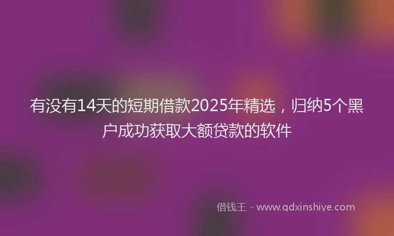 有没有14天的短期借款2025年精选，归纳5个黑户成功获取大额贷款的软件