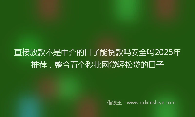 直接放款不是中介的口子能贷款吗安全吗2025年推荐，整合五个秒批网贷轻松贷的口子