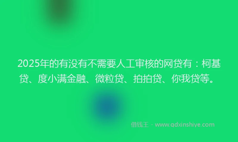 2025年的有没有不需要人工审核的网贷有：柯基贷、度小满金融、微粒贷、拍拍贷、你我贷等。