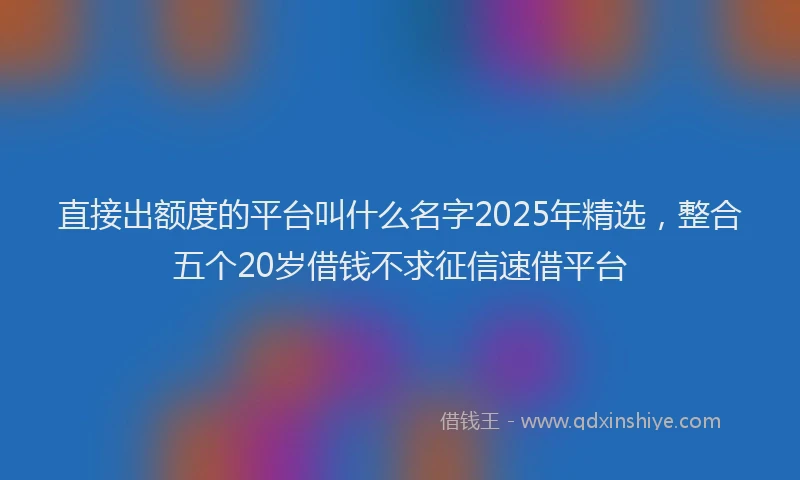 直接出额度的平台叫什么名字2025年精选，整合五个20岁借钱不求征信速借平台