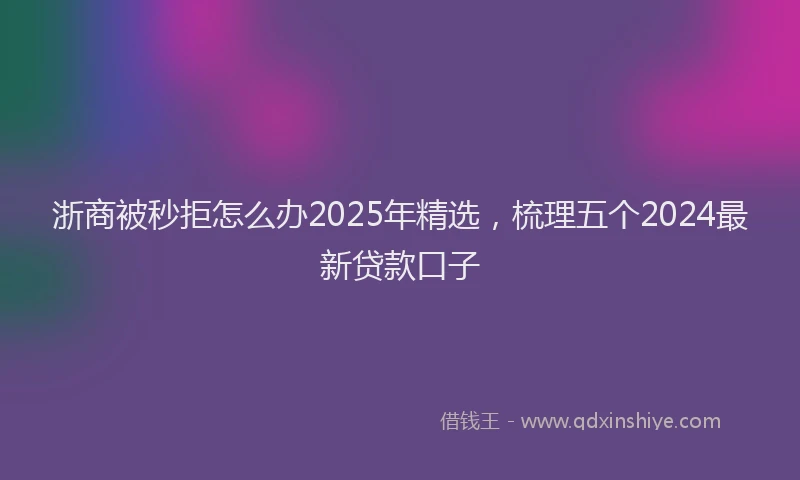 浙商被秒拒怎么办2025年精选，梳理五个2024最新贷款口子