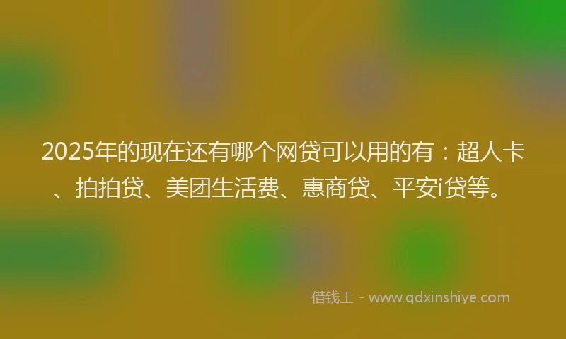 2025年的现在还有哪个网贷可以用的有：超人卡、拍拍贷、美团生活费、惠商贷、平安i贷等。
