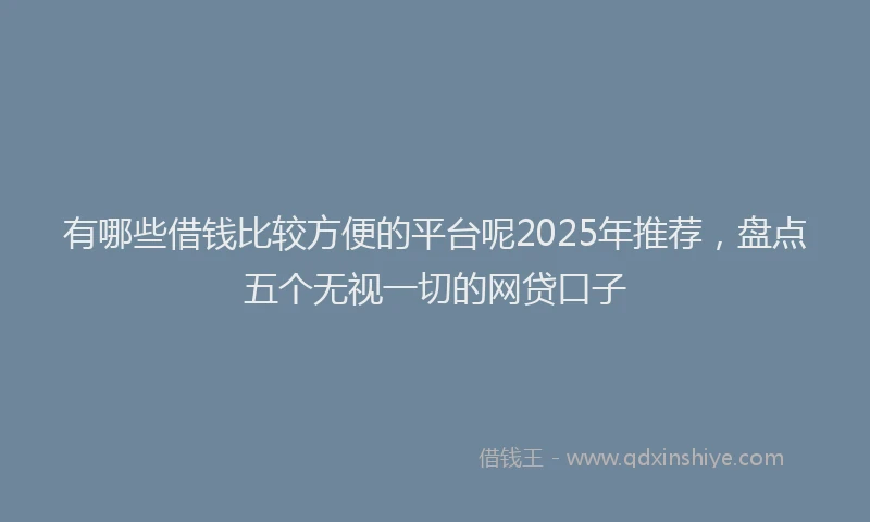 有哪些借钱比较方便的平台呢2025年推荐，盘点五个无视一切的网贷口子
