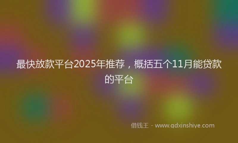 最快放款平台2025年推荐，概括五个11月能贷款的平台
