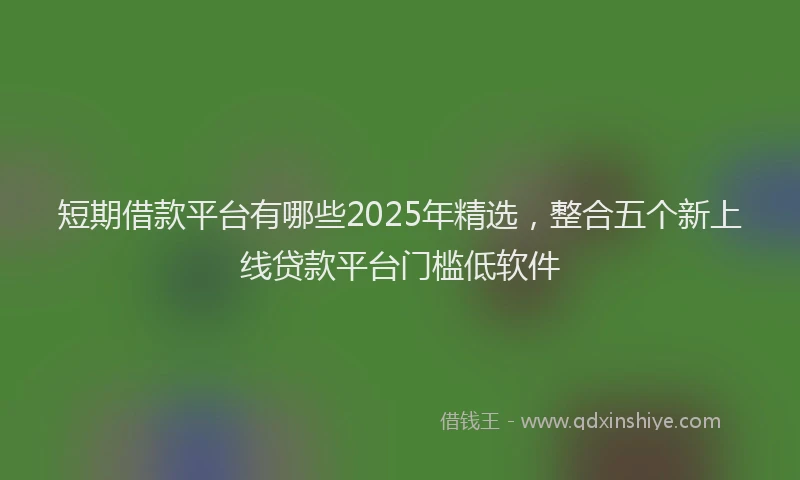 短期借款平台有哪些2025年精选，整合五个新上线贷款平台门槛低软件