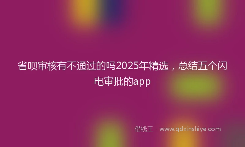 省呗审核有不通过的吗2025年精选，总结五个闪电审批的app