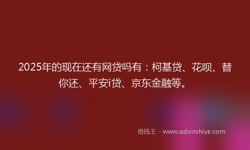 2025年的现在还有网贷吗有：柯基贷、花呗、替你还、平安i贷、京东金融等。