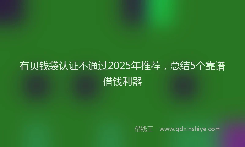 有贝钱袋认证不通过2025年推荐，总结5个靠谱借钱利器
