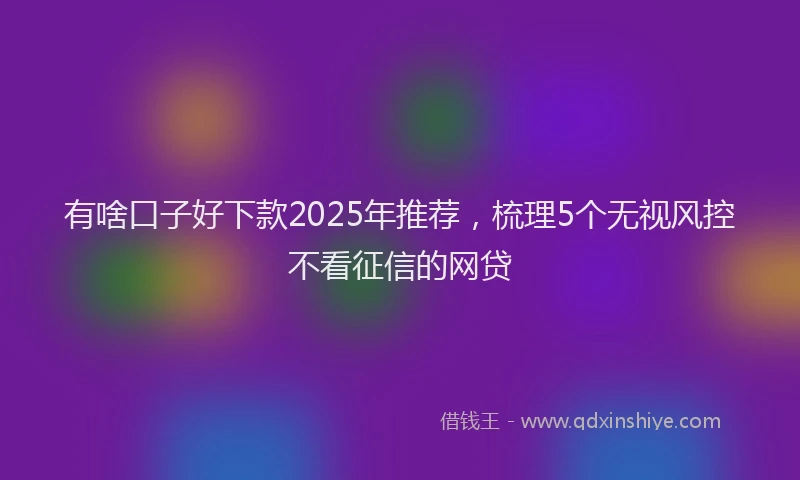 有啥口子好下款2025年推荐，梳理5个无视风控不看征信的网贷