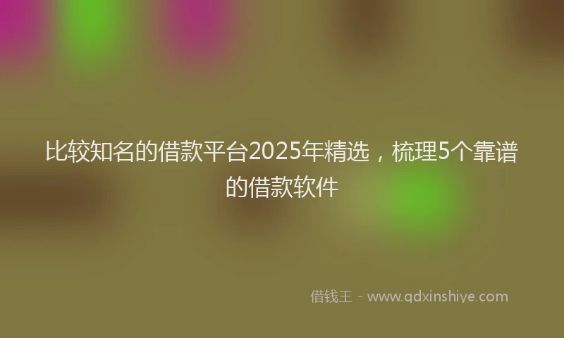 比较知名的借款平台2025年精选，梳理5个靠谱的借款软件