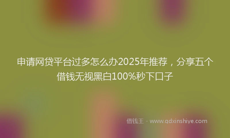 申请网贷平台过多怎么办2025年推荐，分享五个借钱无视黑白100%秒下口子